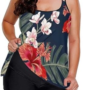 XAKALAKA Women Plus Size Tankini Swimsuits Flowy Swimwear Two Piece Bathing Suit